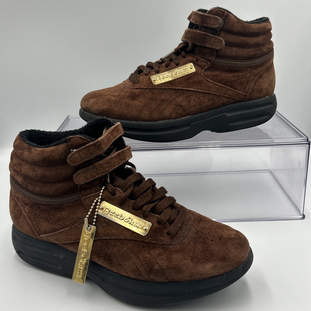 Reebok Freestyle 80's High Top Sneakers Brown Suede Streetwear‎ Aerobic Size 6.5